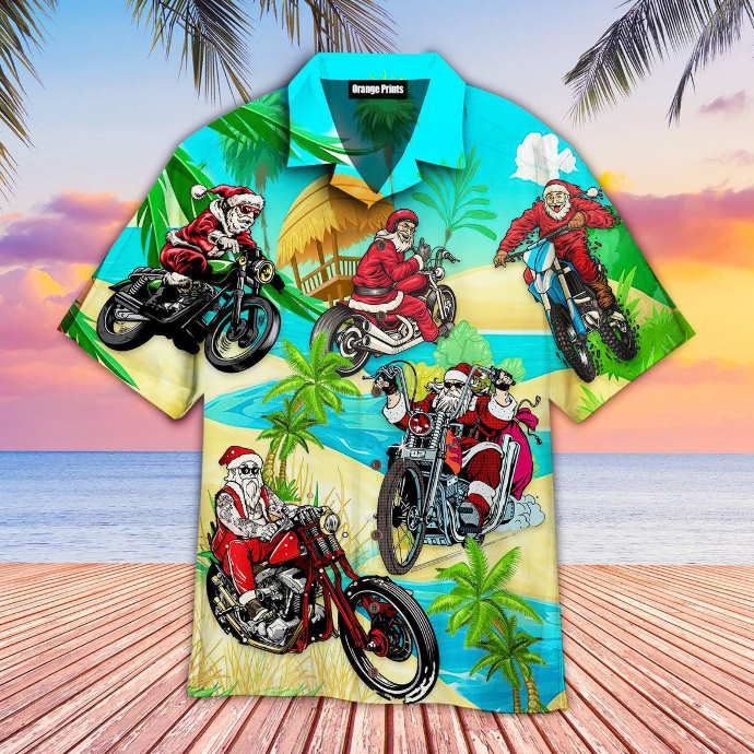 Santa Bike Motocross Christmas In July Hawaiian Shirt