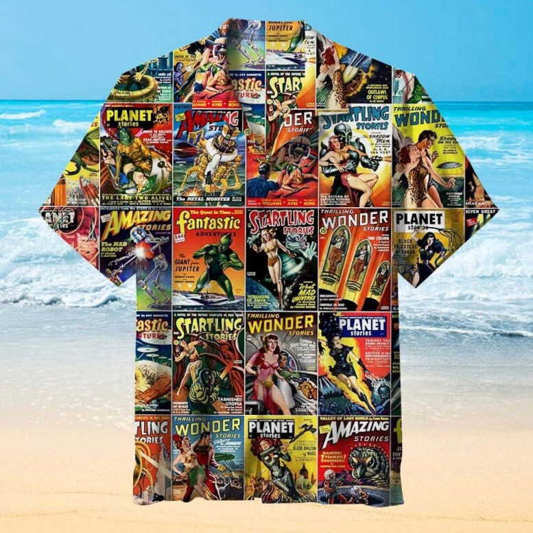 Science Fiction Magazine 3D Print Hawaiian Shirt