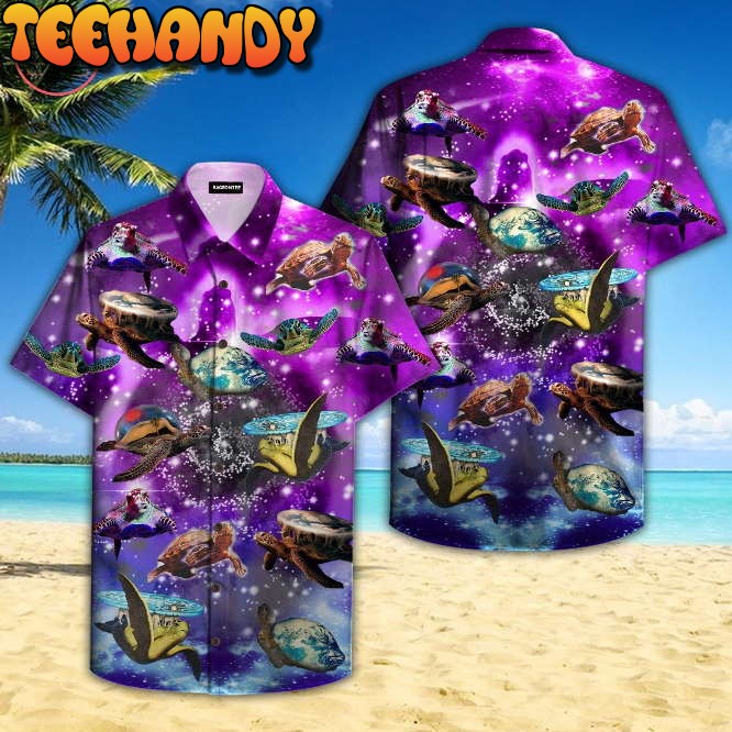 Sea Turtle In Outer Space Galaxy Hawaiian Shirt