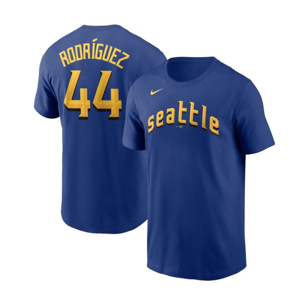 Seattle Mariners Julio Rodriguez Royal 2023 City Connect Name & Number T-Shirt