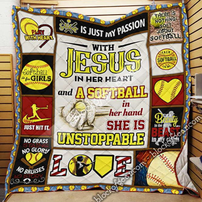 She Is Unstoppable Softball 3D Quilt Blanket