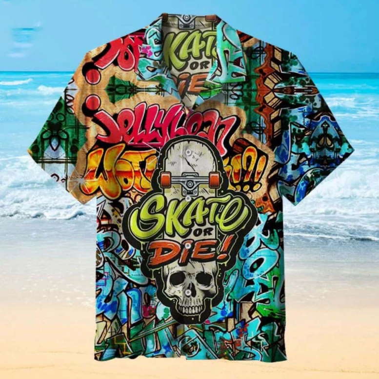 Skate or Die Game 3D All Printed Hawaiian Shirt