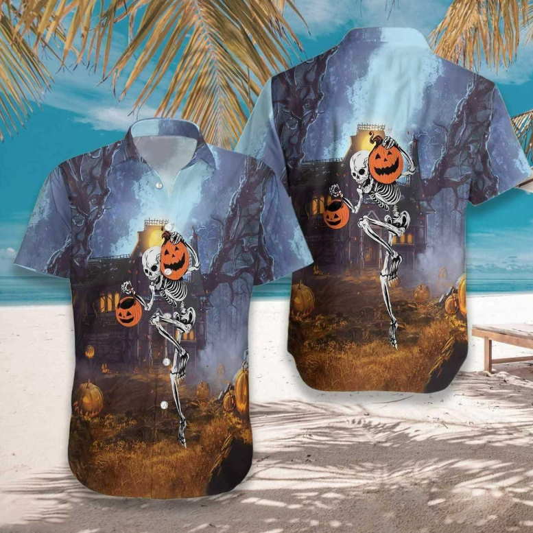 Skeleton Go Out For Halloween Night Hawaiian Shirt