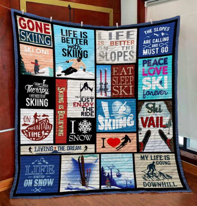 Ski 3D Customized Quilt Blanket