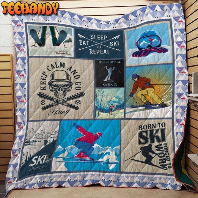 Skiing Skiing 3D  Quilt Blanket