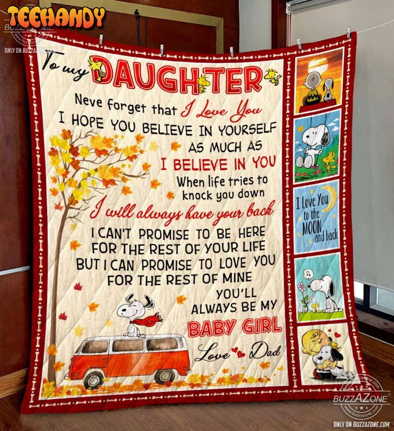 Snoopy Daughter Dad Have Your Back 3D Quilt Blanket