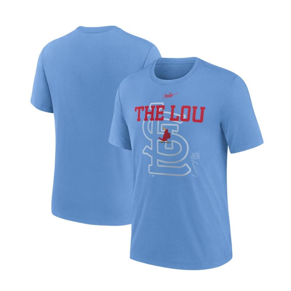 St. Louis Cardinals Light Blue Rewind Retro Tri-Blend T-Shirt