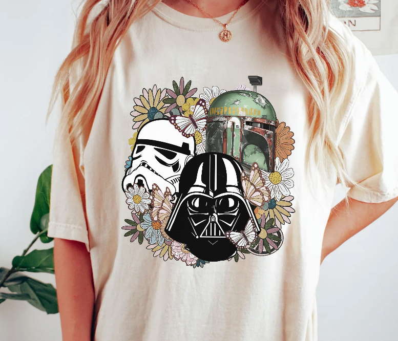 Star Wars Darth Vader Stormtrooper Helmet Floral Retro Shirt, Galaxy’s Edge Holiday Unisex T Shirt