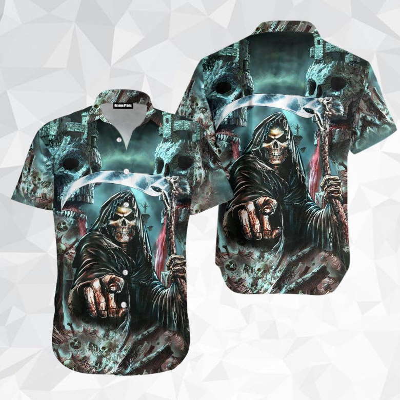 Stone Skull Statue Halloween Hawaiian Shirt