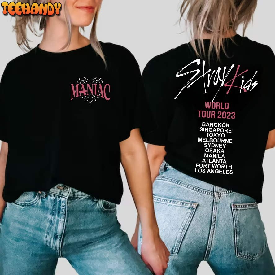 Stray Kids World Tour 2023 T-shirt, Maniac Kpop Concert Fan Made Album Shirt