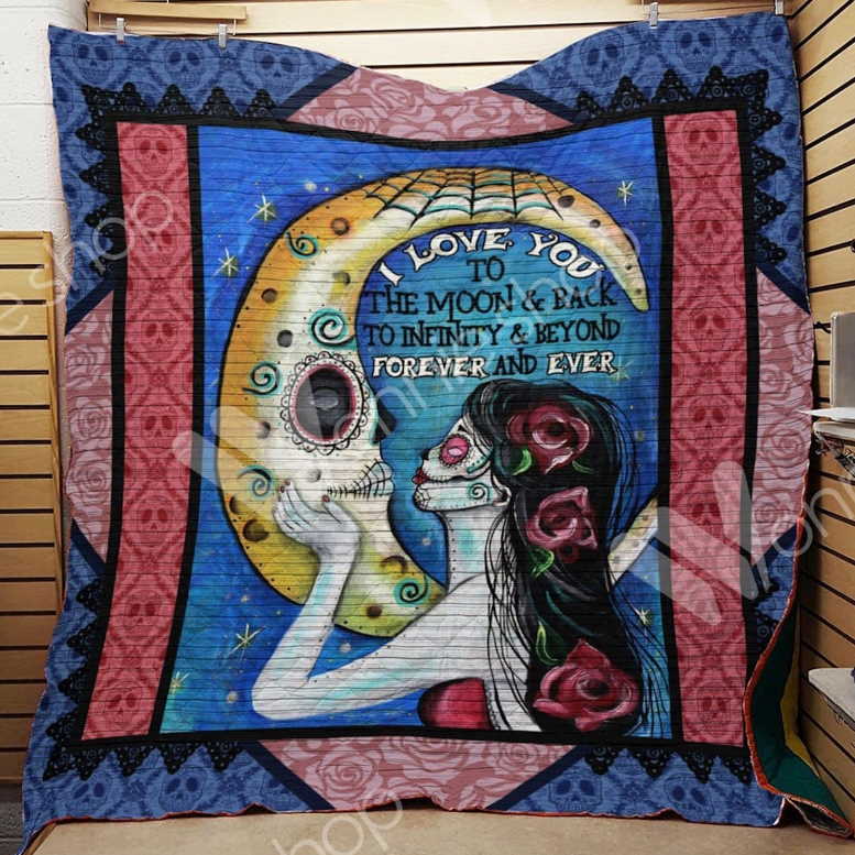 Sugar Skull Moonlight Wishes 3D Quilt Blanket