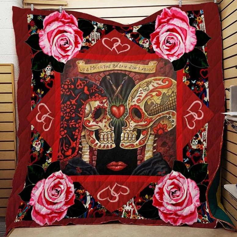 Sugar Skull Wedding Skull 3D Quilt Blanket