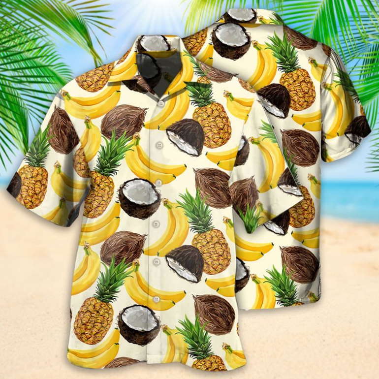 Summer Fruits Coconut Banana Pineapple Hawaiian Shirt