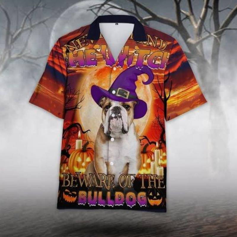 The Witch Beware Of The Bulldog Halloween Hawaiian Shirt