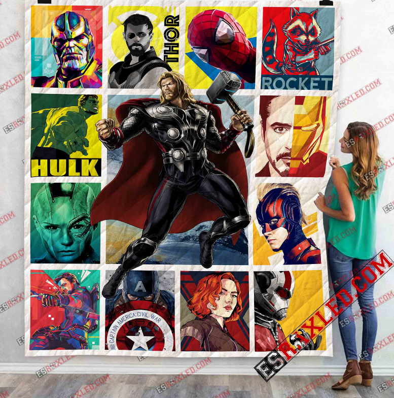 Thor With Avenger Team Marvel Infinity War End Game Quilt Blanket