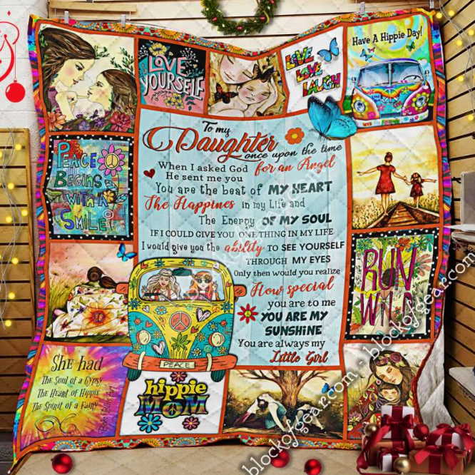 To My Daughter, Hippie Mom 3D Quilt Blanket