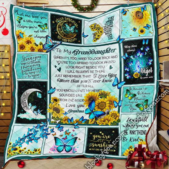 To My Granddaughter, Love Grandma, Butterfly 3D Quilt Blanket