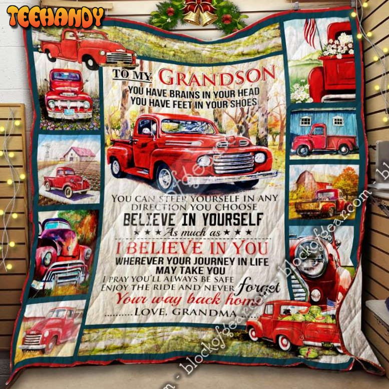 To My Grandson, Love Grandmared Truck 3D Quilt Blanket