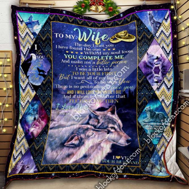 To My Wife,Love You Forever And Always Wolf Couple 3D Quilt Blanket