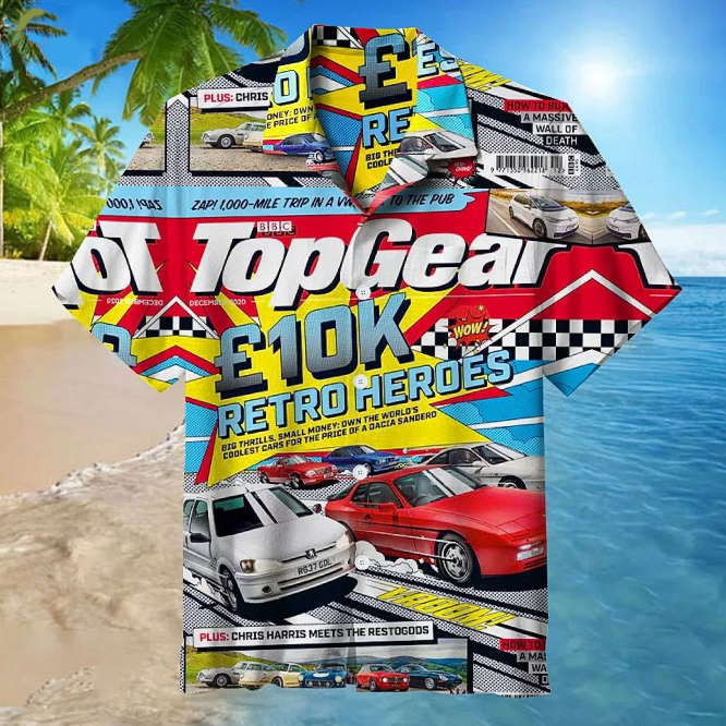 Top Gear Retro Heroes 3D Full Print Hawaiian Shirt