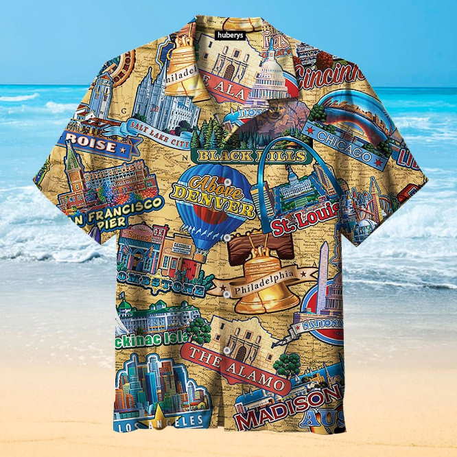 Travel In America 3D Full Printed Hawaiian Shirt