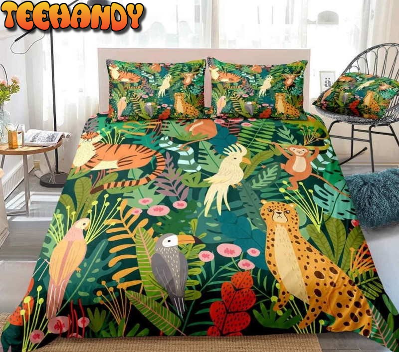 Tropical Wild Animals Plants Duvet Cover Bedding Set