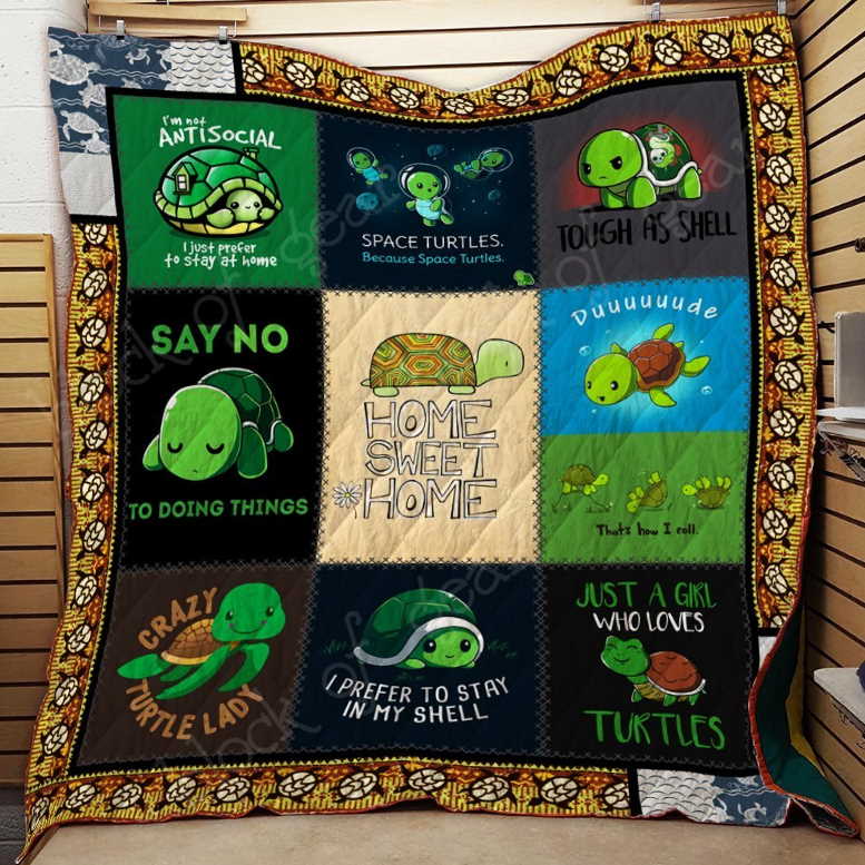 Turtle Crazy Turtle Lady 3D Quilt Blanket