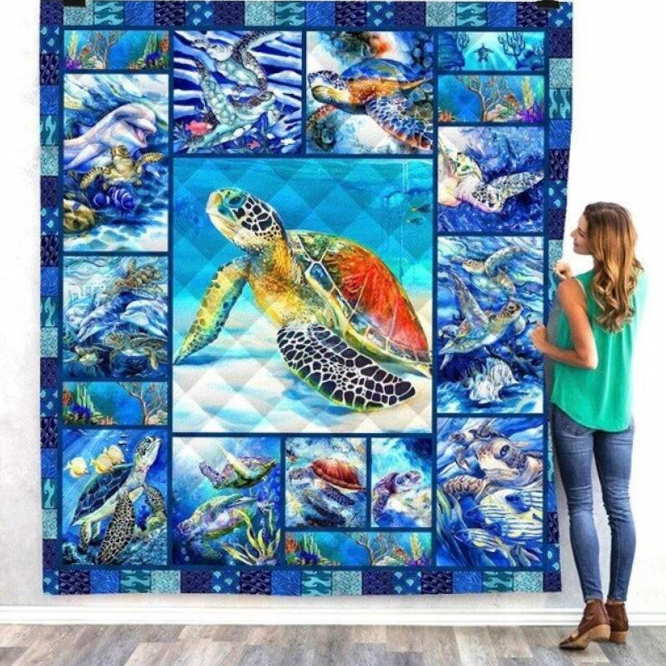 Turtle Wonderful Ocean 3D Quilt Blanket