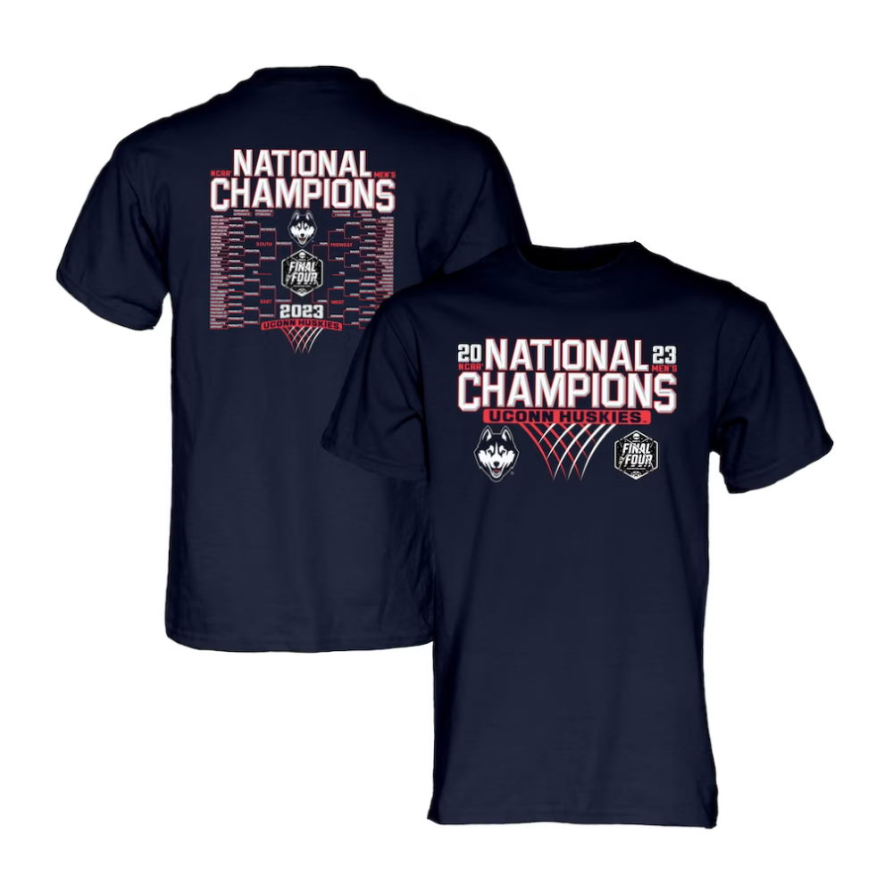 UConn Huskies 2023 NCAA Men’s Basketball National Champions Bracket T-Shirt