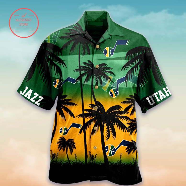 Utah Jazz Palm Hawaiian Shirt