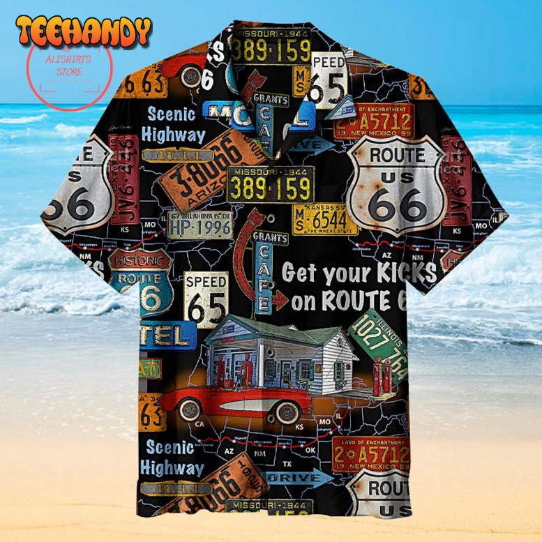 Very Cool Route 66 Signage On Black Background Hawaiian Shirt