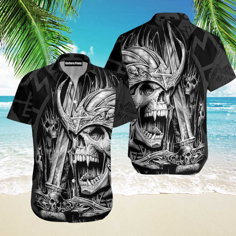 Viking Skull Aloha Hawaiian Shirt