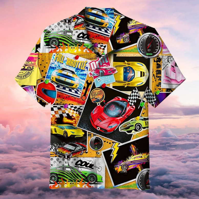 Vintage Racing Car Pattern 3D Print Hawaiian Shirt