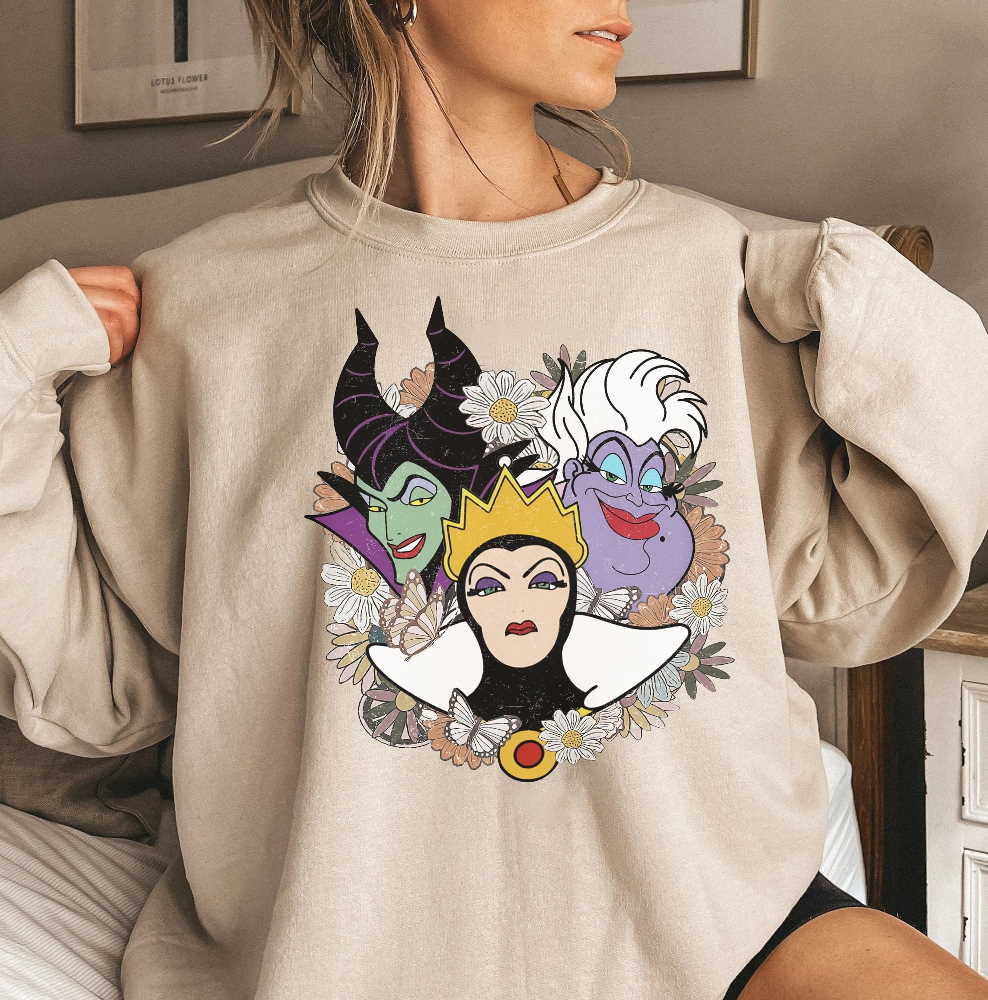 Vintage Retro Flower Disney Villain Shirt, Disney Queen Bad Witches Club Shirt