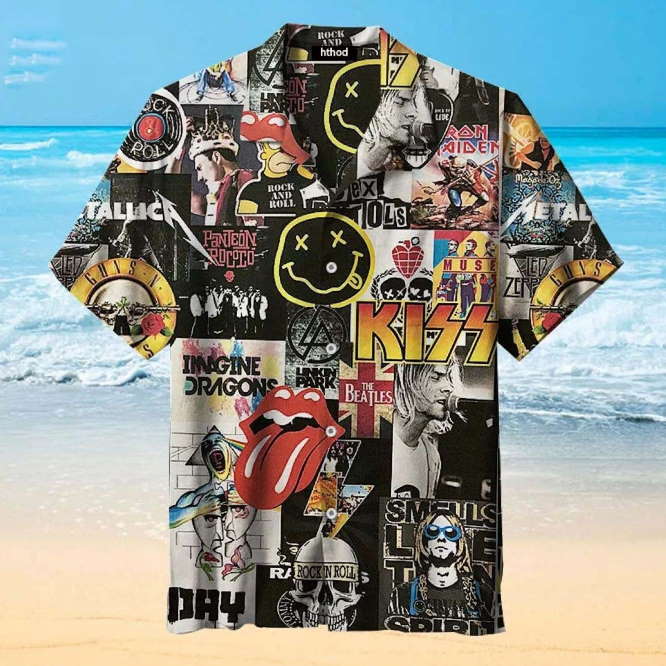 Vintage Rock Band Logo 3D All Print Hawaiian Shirt