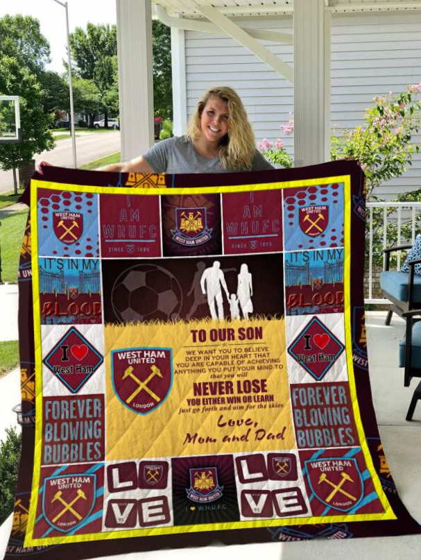 West Ham United F.C To Our Son Love Mom And Dad 3D Quilt Blanket