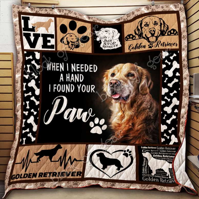 When Neededhand Golden Retriever Queen 3D Quilt Blanket