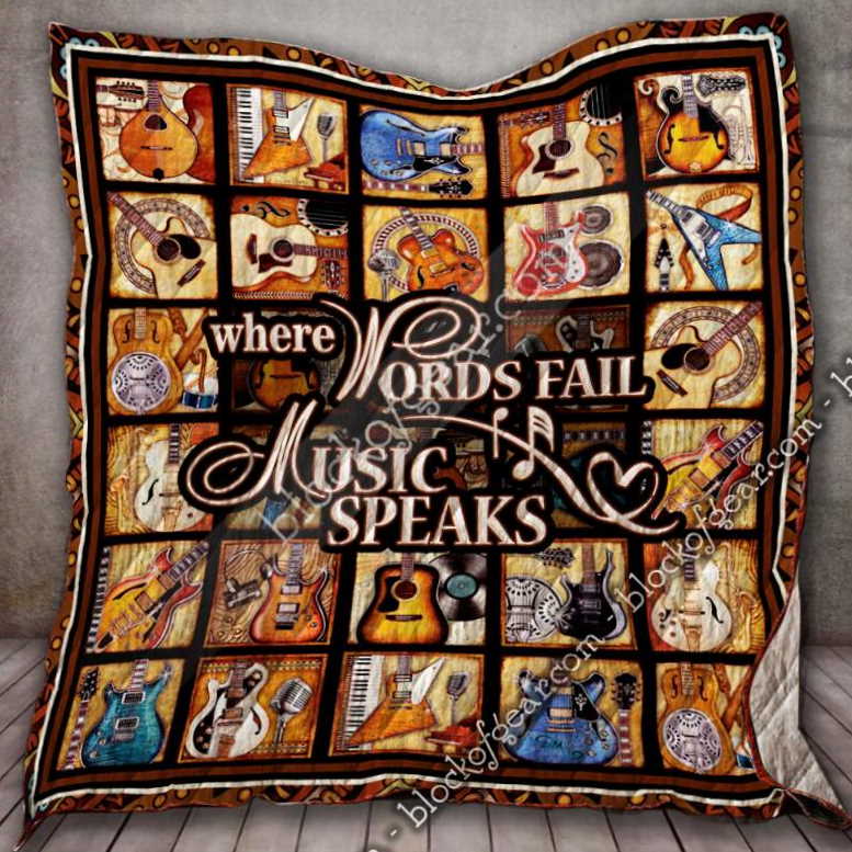 Where Words Fail, Music Speaks Guitar 3D Quilt Blanket