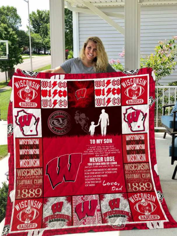 Wisconsin Badgers To My Son Love Dad 3D Quilt Blanket