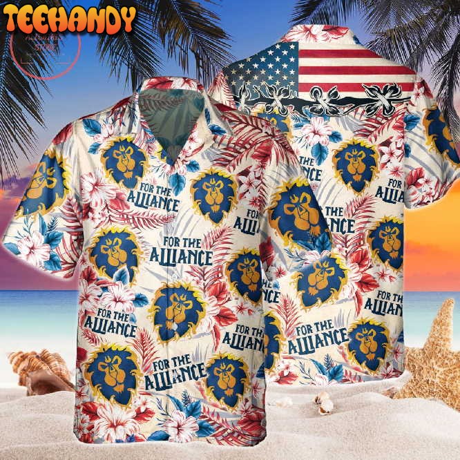 World of Warcraft Alliance American Flag Hawaiian Shirt