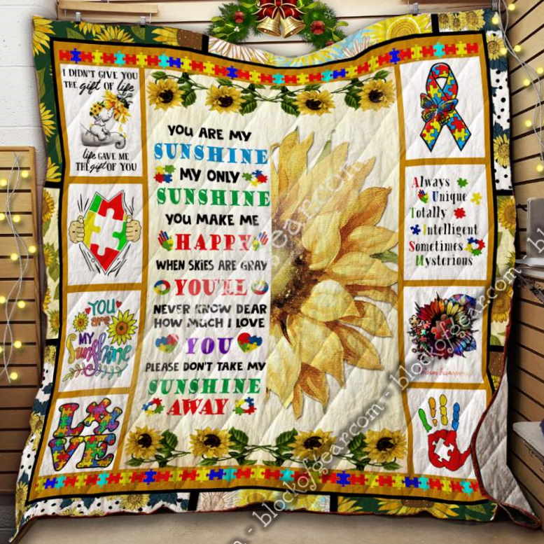 You Are My Sunshine, Autism Sunflower 3D Quilt Blanket