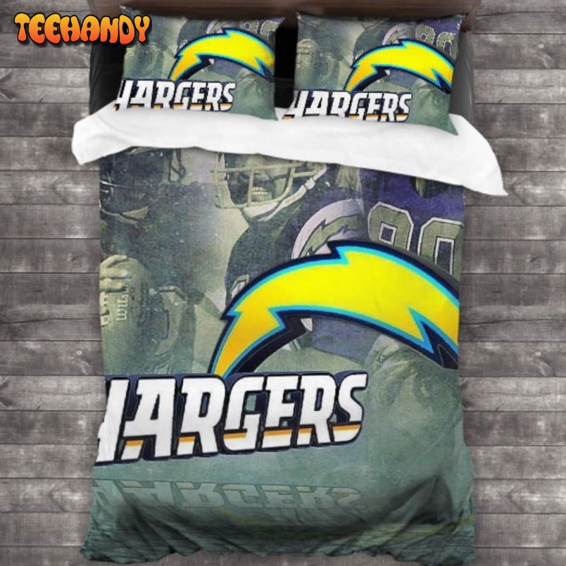 100 Washed Microfiber Los Angeles Chargers Logo Bedding Set