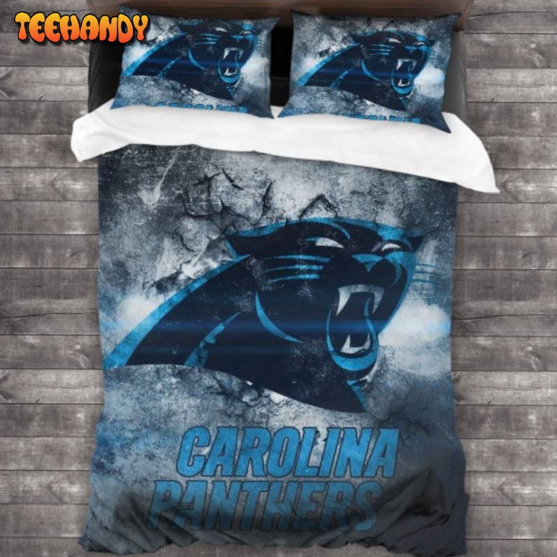 100 Washed Microfiber NFL Carolina Panthers Logo Bedding Set