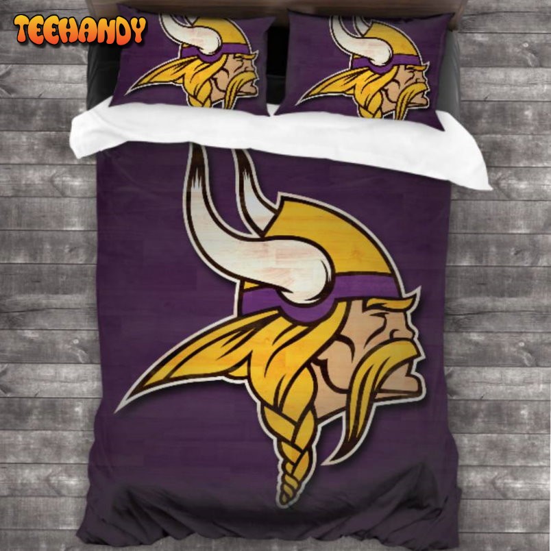 100 Washed Microfiber NFL Minnesota Vikings Logo Bedding Set