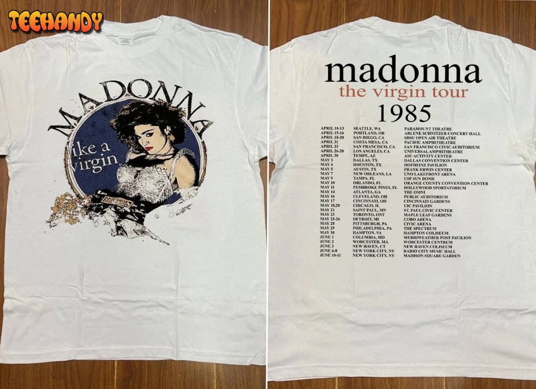1985 Madonna Like A Virgin US Tour T-Shirt, Madonna The Virgin Tour 1985 T-Shirt