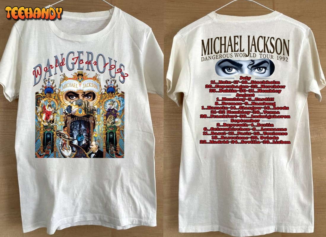 Vintage 90S Michael Jackson Dangerous World Tour 1992 Reprint T-Shirt