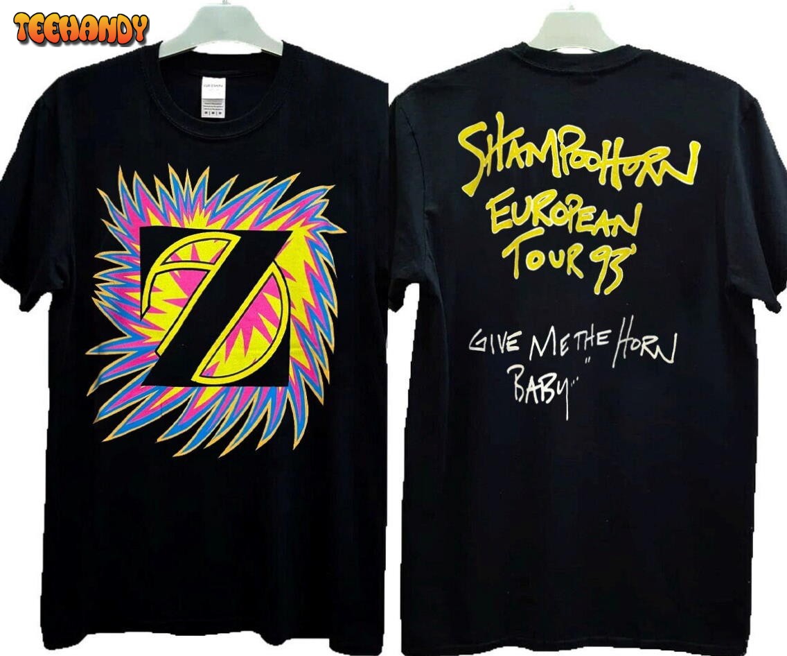 1995 Frank Zappa Shampoohorn Euro Concert T-Shirt, Give Me The Horn Baby T-Shirt