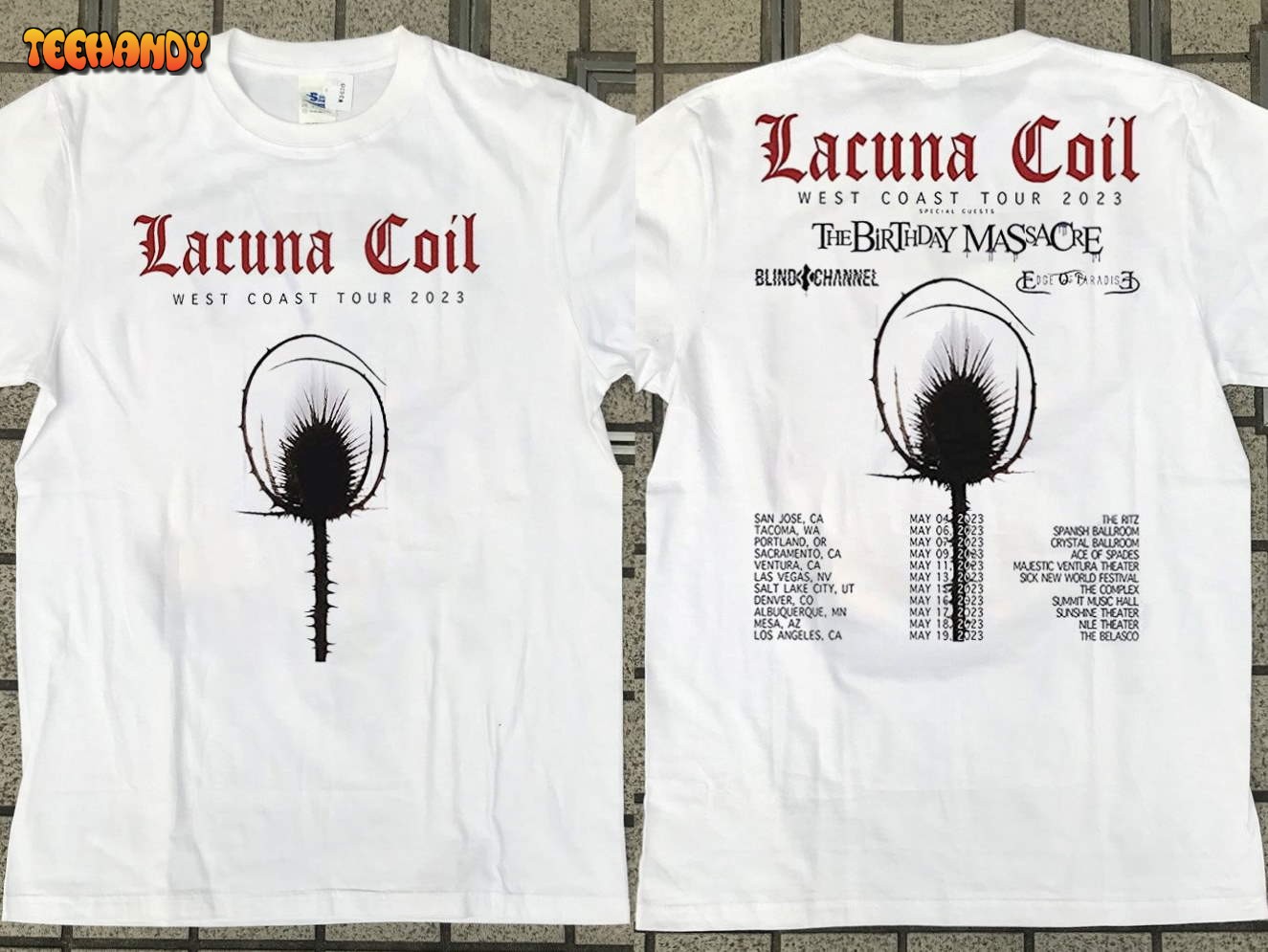 2023 Lacuna Coil Shirt West Coast Tour T-Shirt