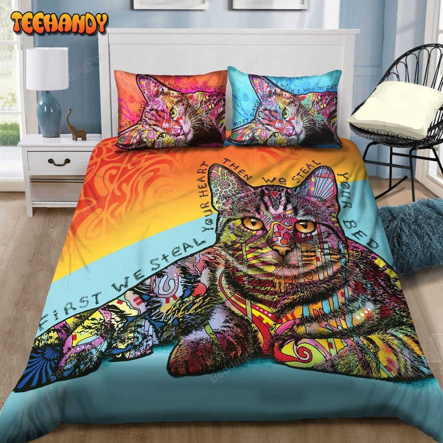 3D Cat First We Steal Your Heart Then We Steal Your Bedding Set