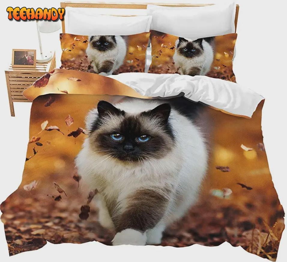 3D Cat Printed Cute Animal Theme Cover Lovely Cat Pattern Bedspread Bedding Set